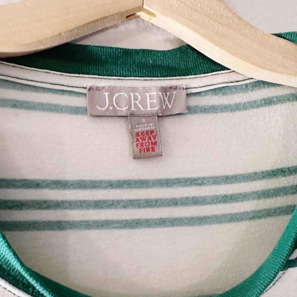 J. Crew Striped Pajama Shirt Loungewear Tshirt Top Short Sleeves Green White - Picture 2 of 7